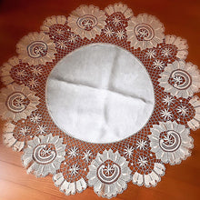 画像をギャラリービューアに読み込む, リネンとクロシェの円形テーブルクロス