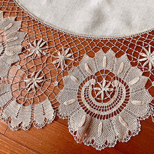 画像をギャラリービューアに読み込む, リネンとクロシェの円形テーブルクロス