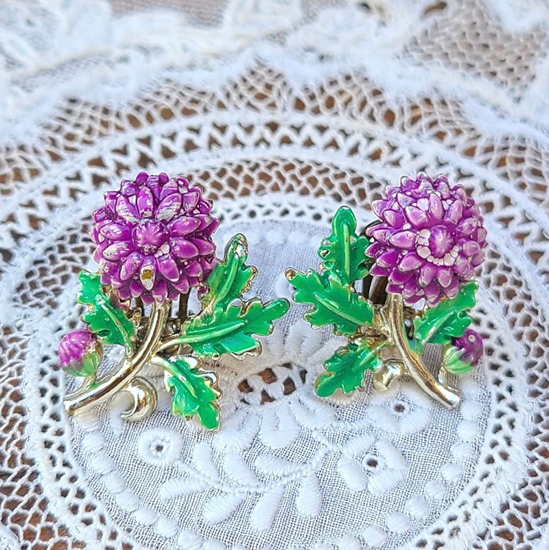 紫花エナメルイヤリング