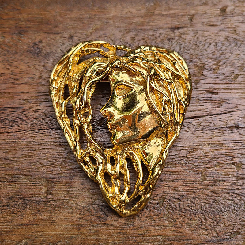 アンティーク ハート型ブローチ 15金 アンティーク ハート型ブローチ 15金