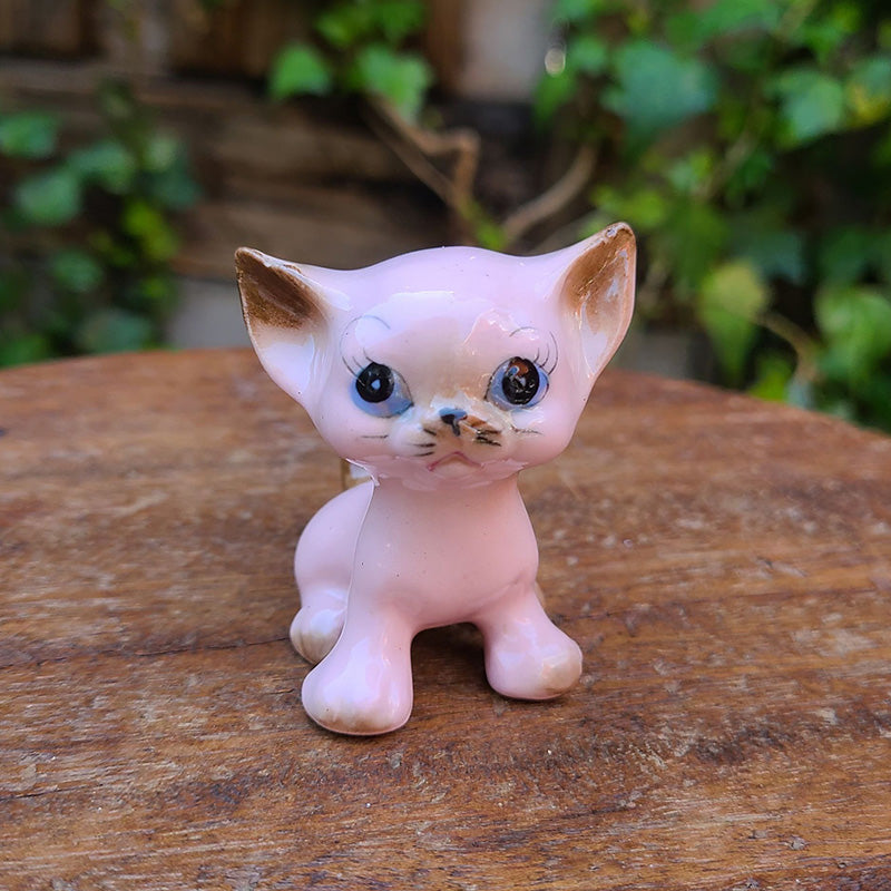 ピンクキャットフィギュリン 猫 陶器 置物 | アンティーク ピンクキャットフィギュリン 猫 陶器 置物 | アンティーク