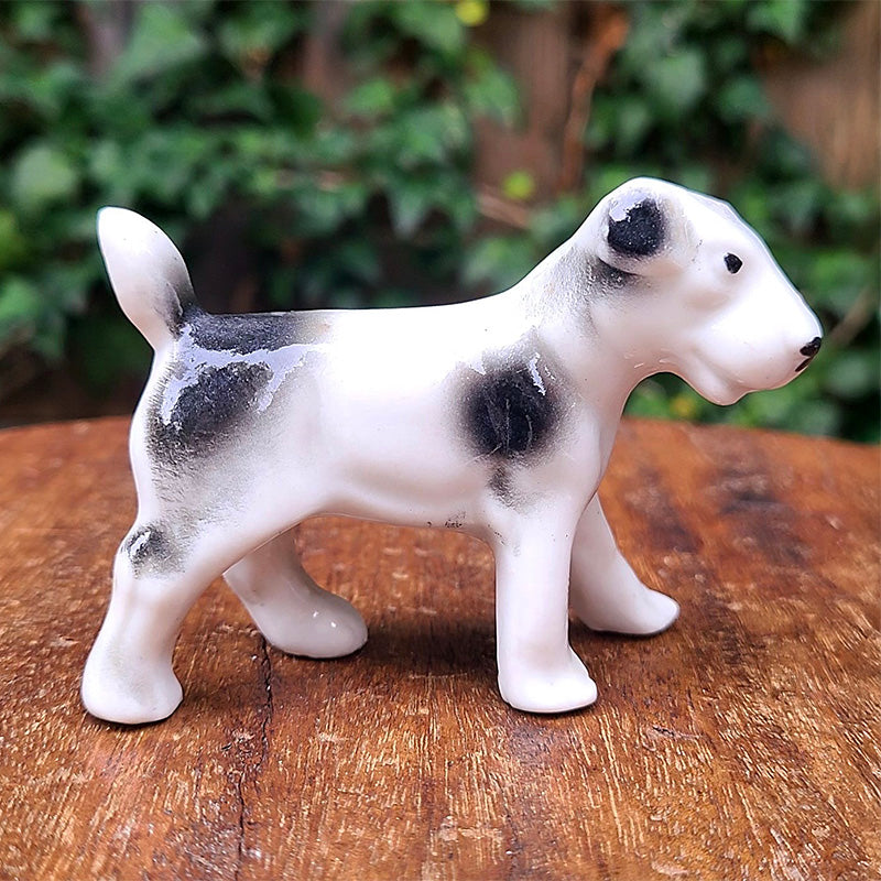 白黒ブチ犬置物 ジャックラッセルテリア 陶器 フィギュリン ドイツ
