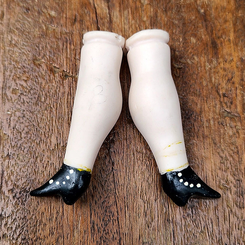 アンティーク　ビンテージ ビスクドール　ドール　靴　シューズ ビスクドール足セット (ショートブーツ黒) ドイツ | アンティーク