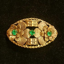 画像をギャラリービューアに読み込む, 緑ラインストーン入りブローチ