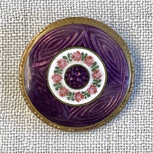 画像をギャラリービューアに読み込む, 濃紫エナメルブローチ(花模様入り)