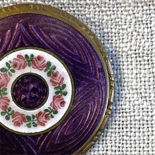 画像をギャラリービューアに読み込む, 濃紫エナメルブローチ(花模様入り)