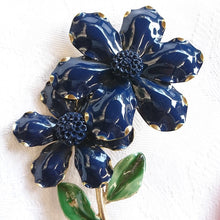 画像をギャラリービューアに読み込む, 濃紺エナメル花ブローチ