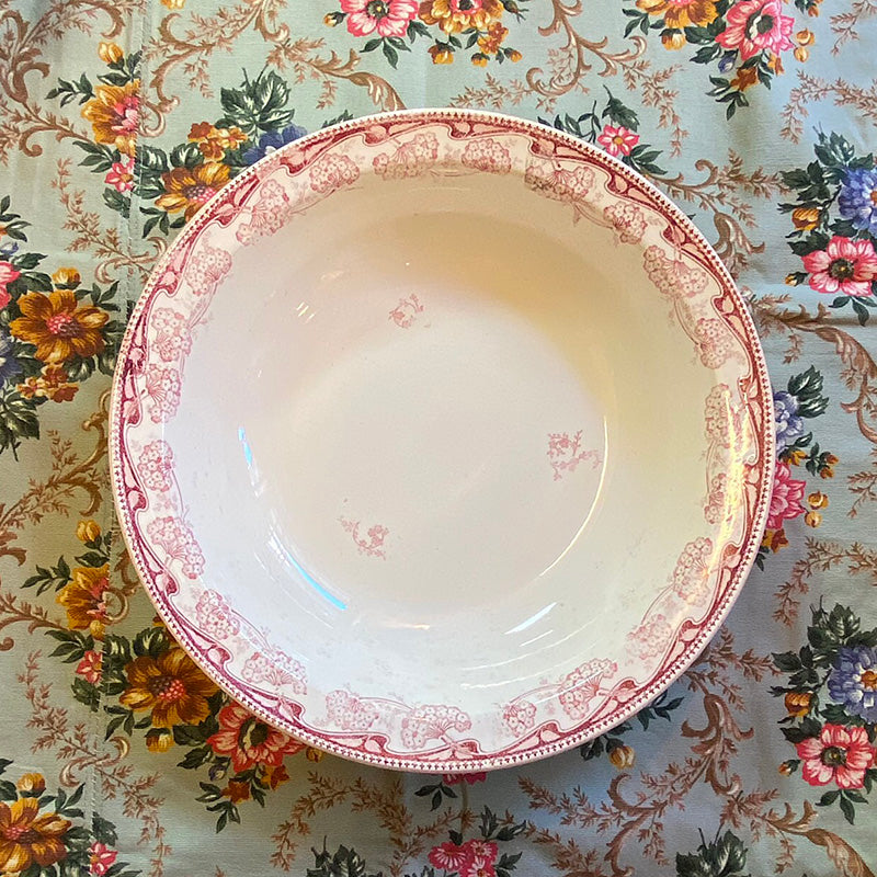 クレイユモントロー赤花模様鉢 ( CREIL ET MONTEREAU