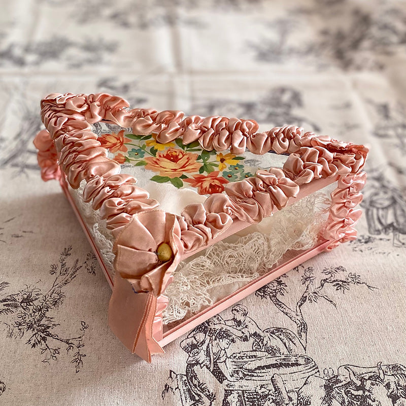 ピンクリボン ハンカチケース 薔薇模様 50