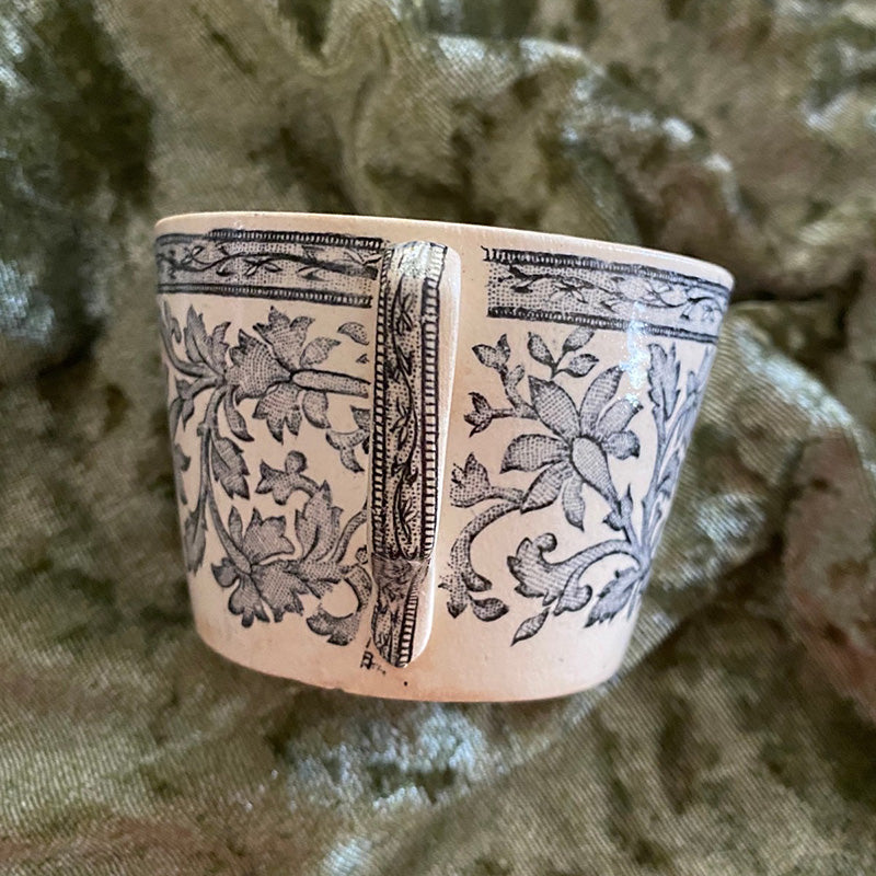 ボタニカル転写柄カップ 1900年前後 テールドフェール フランス