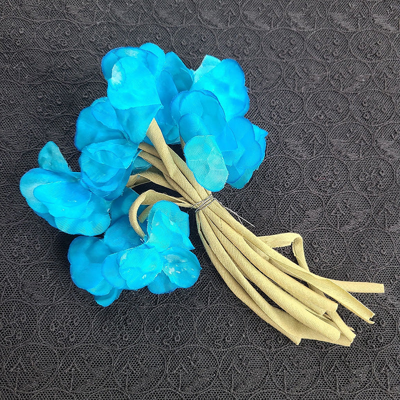 フランス アンティーク　パウダーブルーのデイジーの花冠　布花　コサージュ フランス アンティークパウダーブルーのデイジーの花冠布花