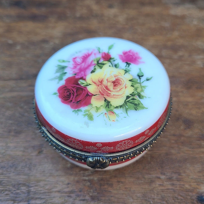 トリンケットボックス 薔薇 FINE PORCELAIN 陶器 フランス