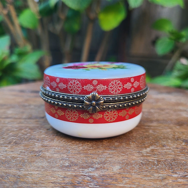 トリンケットボックス 薔薇 FINE PORCELAIN 陶器 フランス