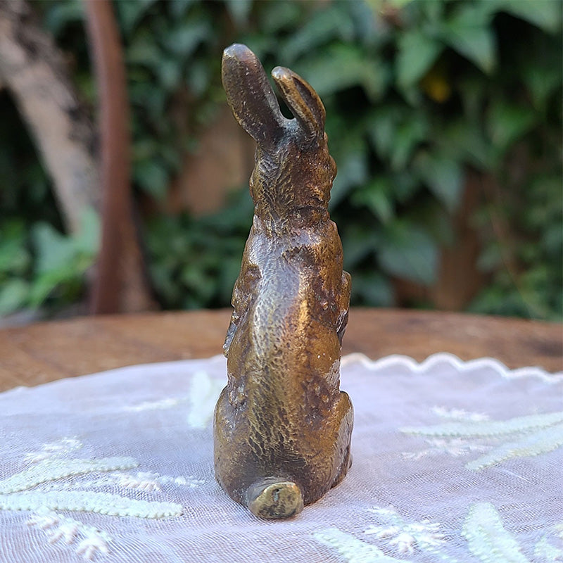 ブロンズ製跳ねるウサギの置物 1975年製 ブロンズ製跳ねるウサギの置物 注文 1975年製 大型ブロンズ像 ウサギ