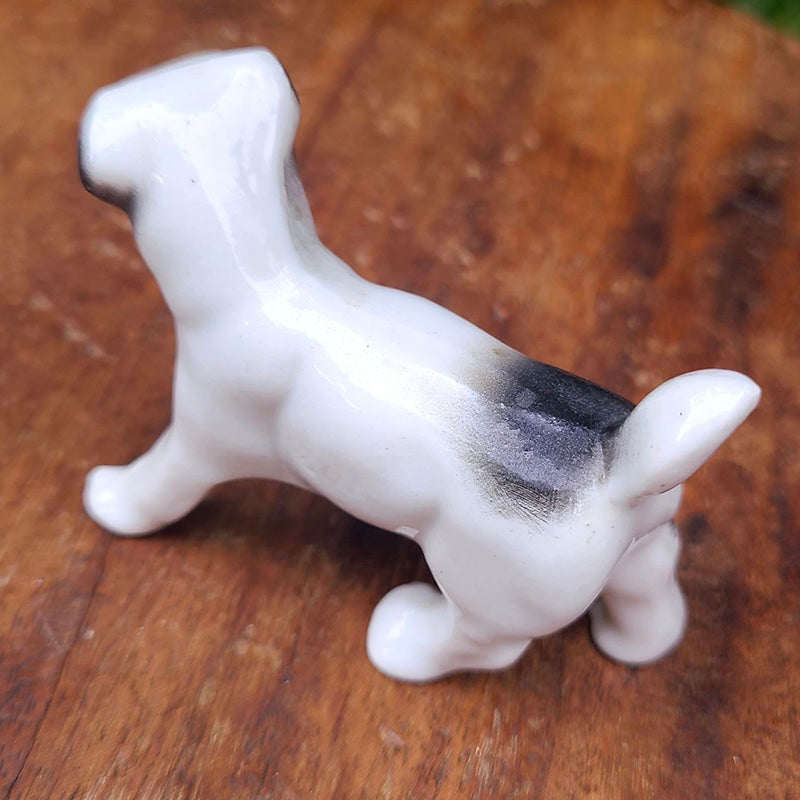 白黒ブチ犬置物 ジャックラッセルテリア 陶器 フィギュリン ドイツ