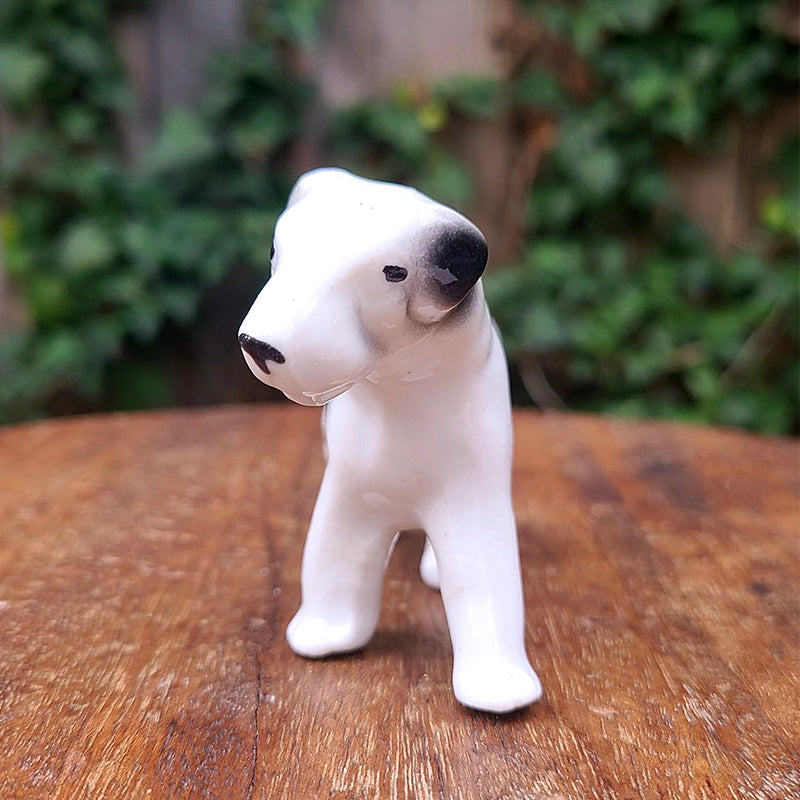 白黒ブチ犬置物 ジャックラッセルテリア 陶器 フィギュリン ドイツ