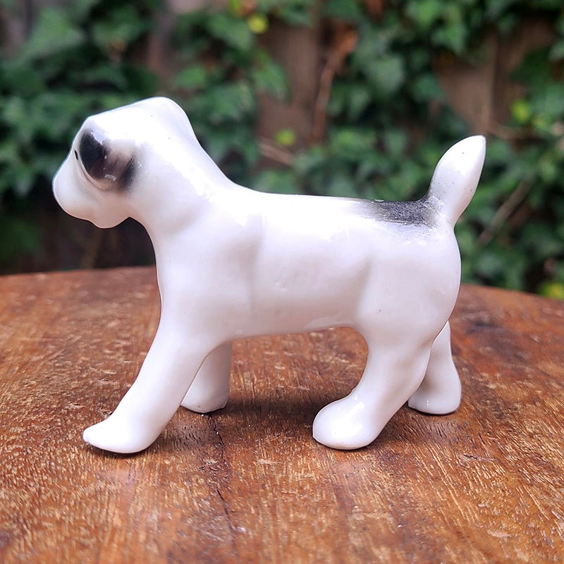 白黒ブチ犬置物 ジャックラッセルテリア 陶器 フィギュリン ドイツ