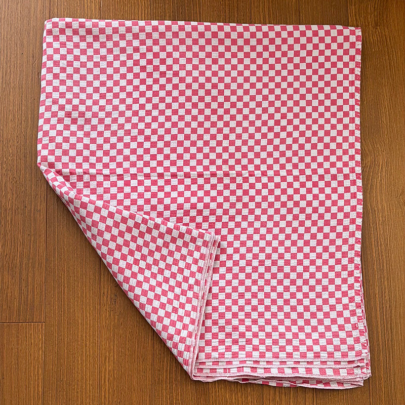 赤白チェックテーブルクロス フランス コットン 130cm×220cm