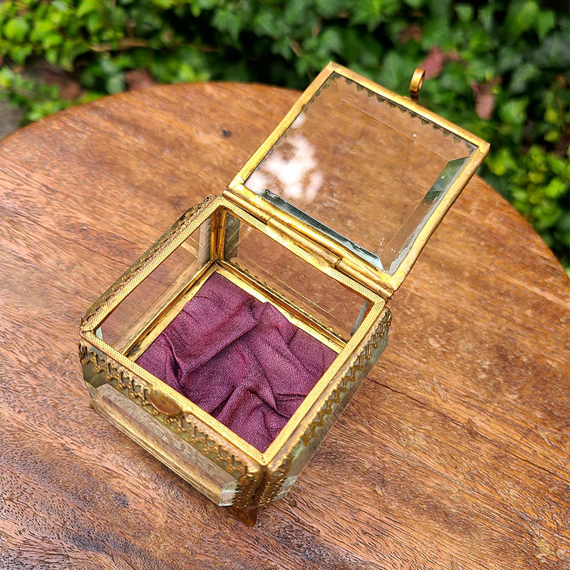 5面ガラストリンケットボックス ベベルガラス ジュエリーボックス