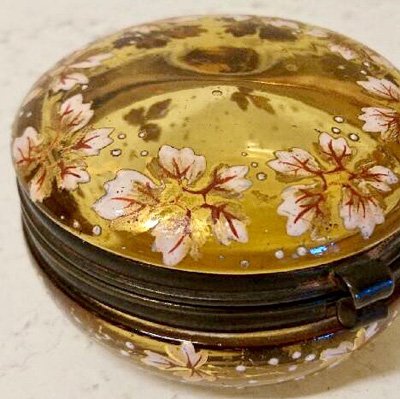 エナメル金彩トリンケットボックス 1900年代前後 花模様 フランス