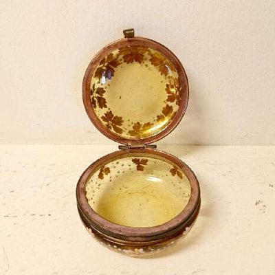 エナメル金彩トリンケットボックス 1900年代前後 花模様 フランス