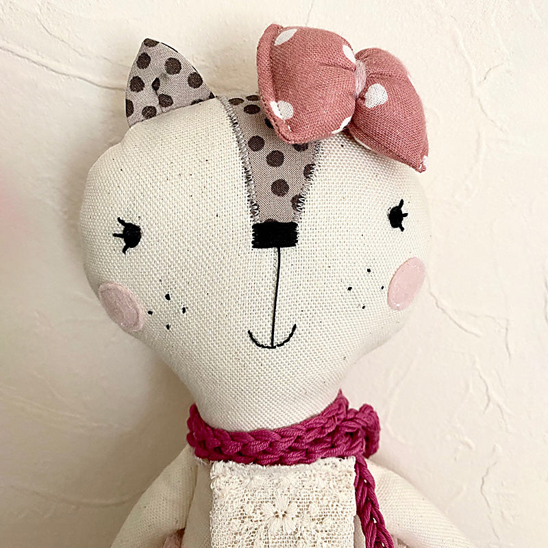 手作り猫ドール リネン コットン ぬいぐるみ 作家 ヨーロッパ